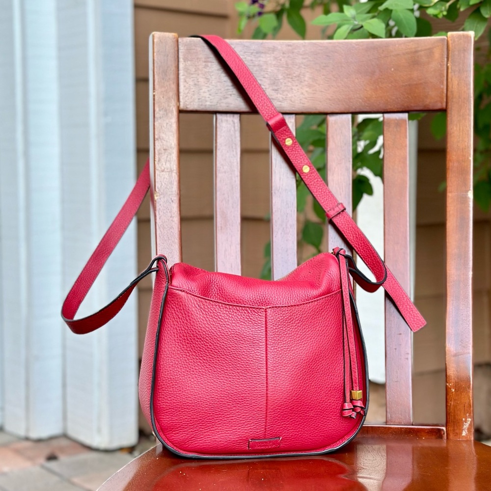 Vince Camuto Hayes Pebbled Leather HOBO Crossbody Bag - New Berry Color